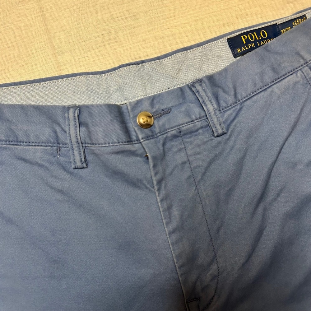 Polo Ralph Lauren Pants Men 32/32 Blue Stretch Straight Fit Chino Pony Logo